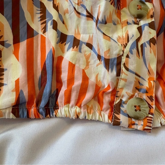 Anthropologie XL Pink Blue Red Floral Print Crop Tank Top Vacation Resort - Picture 5 of 13